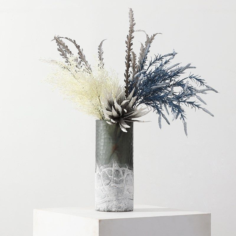 现代灰白玻璃直筒瓶客厅桌面艺插样板间售楼部软装摆场,家居饰品,花瓶,淘宝优惠券,粉丝福利购,淘宝优惠卷