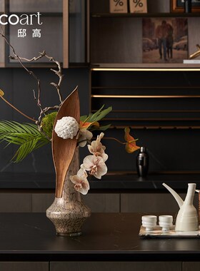 样板房间客厅田园风咖啡厅装饰展示柜软装布置美学陈列高级感