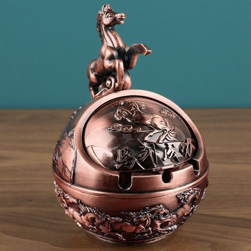 高档青铜】生肖烟灰缸带盖防飞灰密封创意个性客厅用烟灰缸
