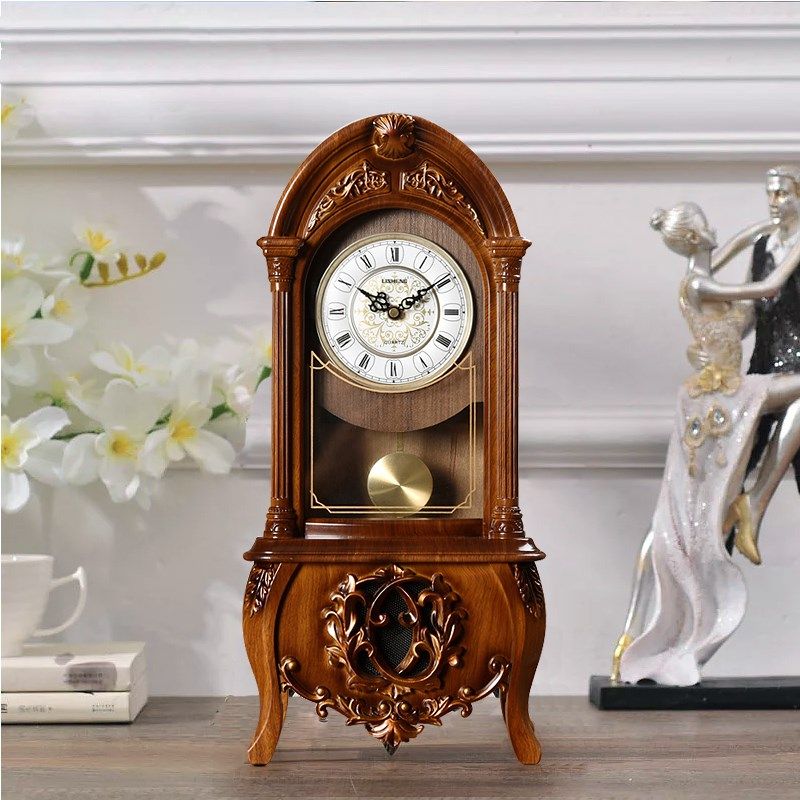 丽盛整点报时复古座钟客厅家用装饰创意时钟静音石英钟表仿古,家居饰品,座钟,淘宝优惠券,粉丝福利购,淘宝优惠卷