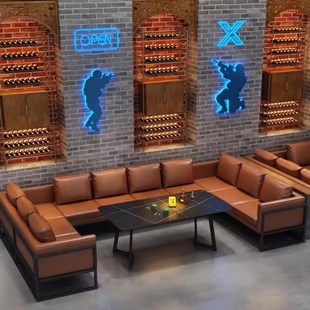 洽谈烧烤火锅店餐吧西咖啡馆桌椅工业风酒吧吧卡座沙发