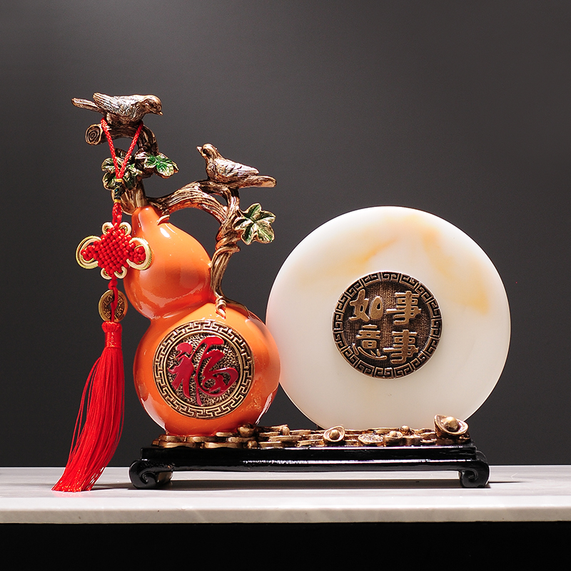 树脂白玉摆件朋友入宅祝福送礼装饰品客厅电视柜酒柜装饰摆设家用