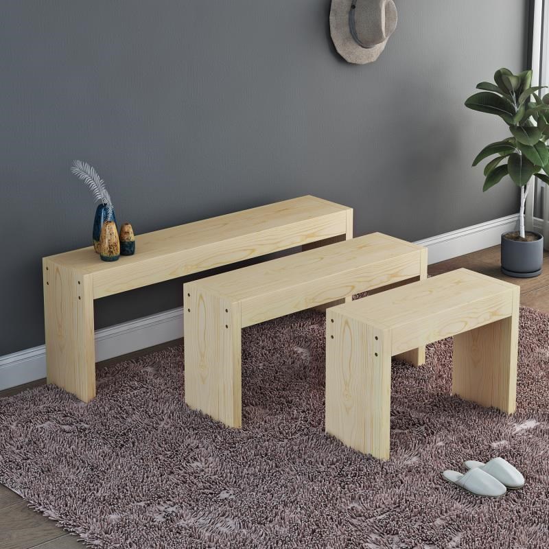 定制实木长条凳家用松木换鞋凳卧室床尾床边拼接原木缝隙填塞