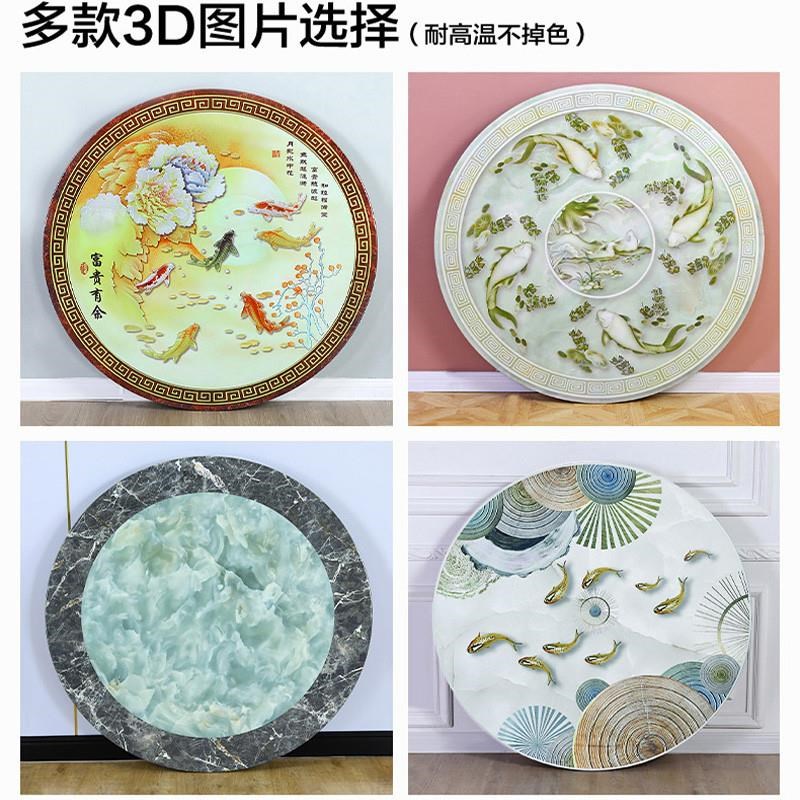 不锈钢圆桌带转盘可折叠桌子圆形加厚3D彩图家用餐桌大小户型饭桌