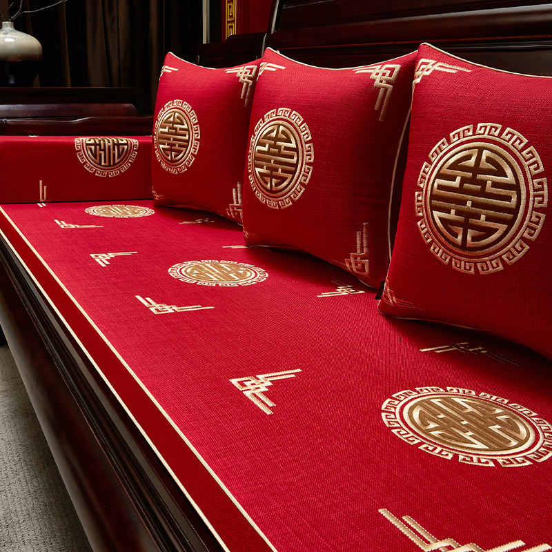 新中式红木沙发坐垫套罩中式实木家具防滑罗汉床定制海绵沙发垫子