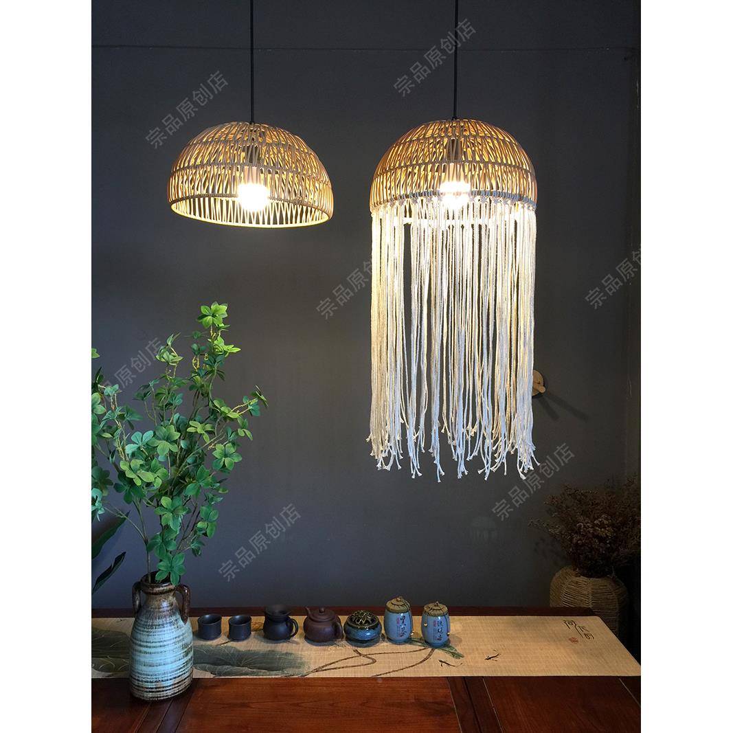 2566户外防水防晒挂树灯田园复古仿真藤流苏吊庭灯编院外景室区装