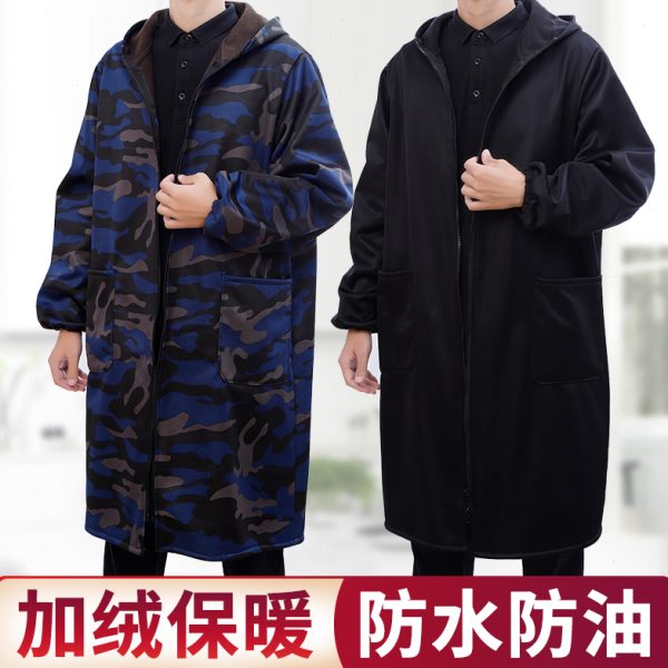 加长加大大褂厚工作服加绒防水罩衣搬运劳保兰大挂长衫肥男230斤