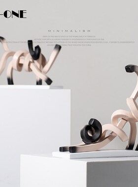 zon 侘寂风扭曲线条猫咪趣味抽象动物样板房客厅桌面装饰品