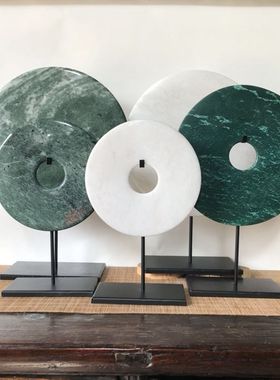 新款其他样板房白色玉璧现代平安扣饰品家居摆设玉石绿色