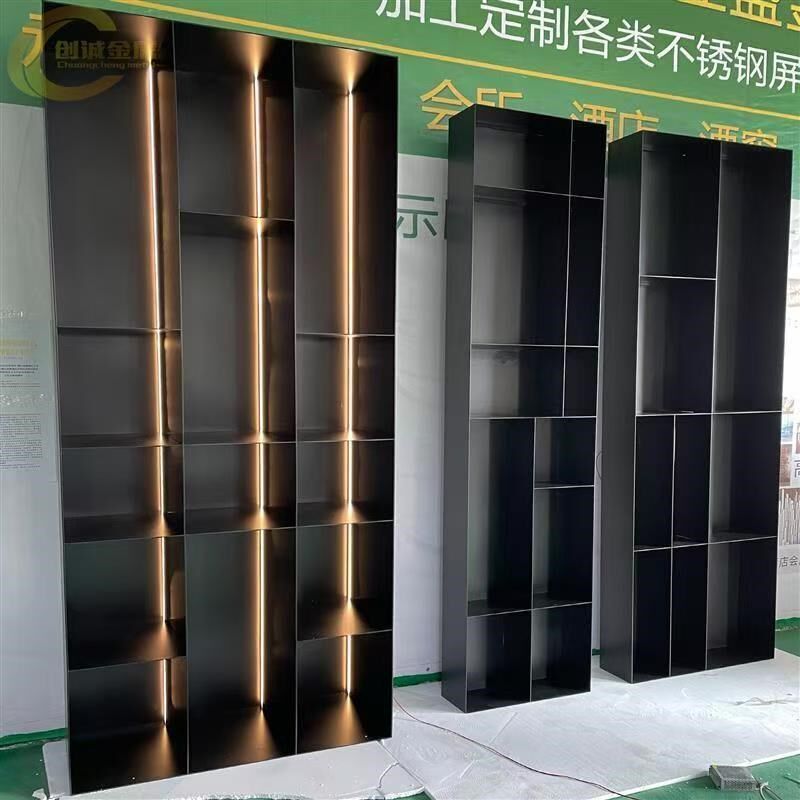 金属展示柜酒柜饰柜发光背板电视壁龛嵌入式钢板柜