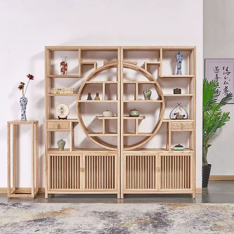 新实木书柜博古架茶叶展示柜白蜡木客厅茶具白蜡木