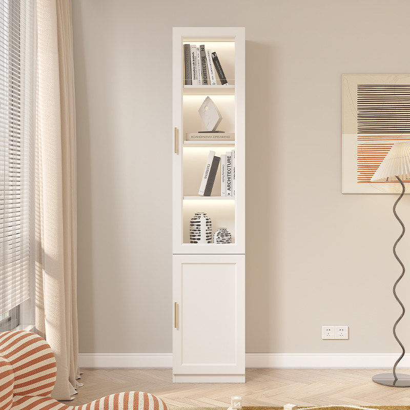实木两门书柜家用带玻璃门防尘置物柜白色文件柜客厅落地靠墙书架,住宅家具,书架,淘宝优惠券,粉丝福利购,淘宝优惠卷