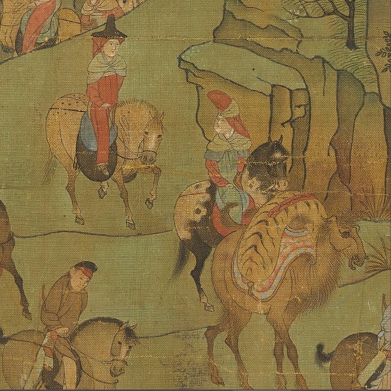 李昭道明皇幸蜀图名家青绿山水人物国画真迹微喷复制客厅装饰挂画