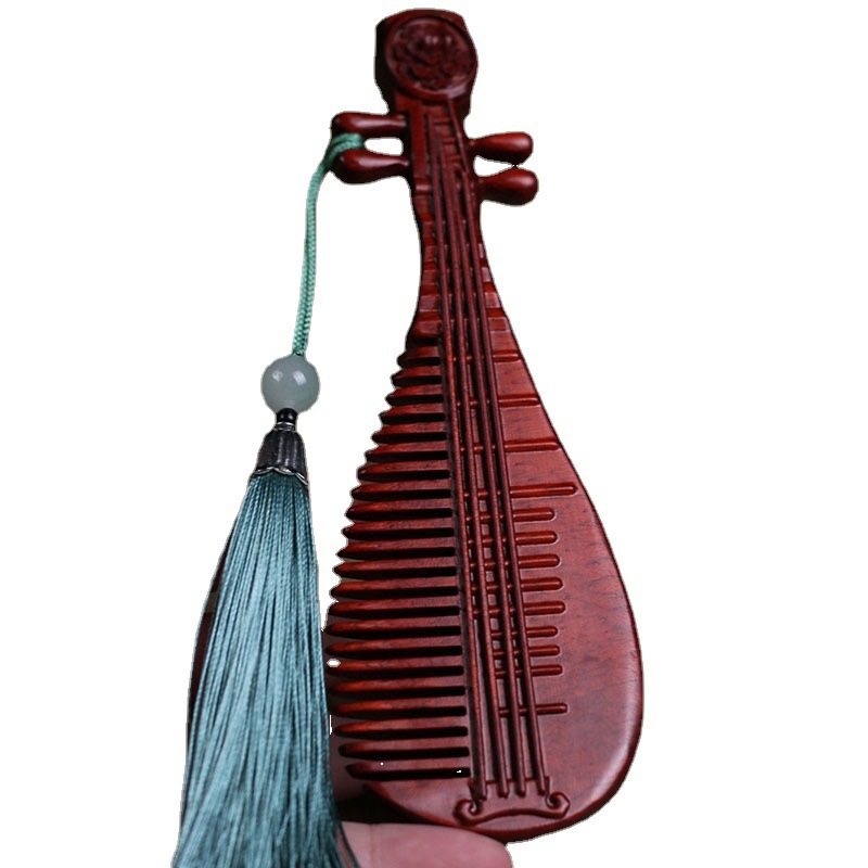 紫檀木梳子古风雕琵琶木梳家用日常配流苏客厅小工艺品,家居饰品,户外/庭院摆件,淘宝优惠券,粉丝福利购,淘宝优惠卷