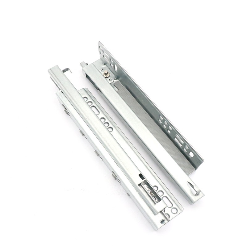 8寸反弹托底隐藏滑轨橱柜抽屉轨道二节三节按压式自弹导轨200滑道