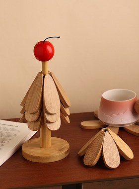 贝汉美餐桌隔热垫折叠杯垫实木耐高温防烫垫餐边柜高级感装饰摆件