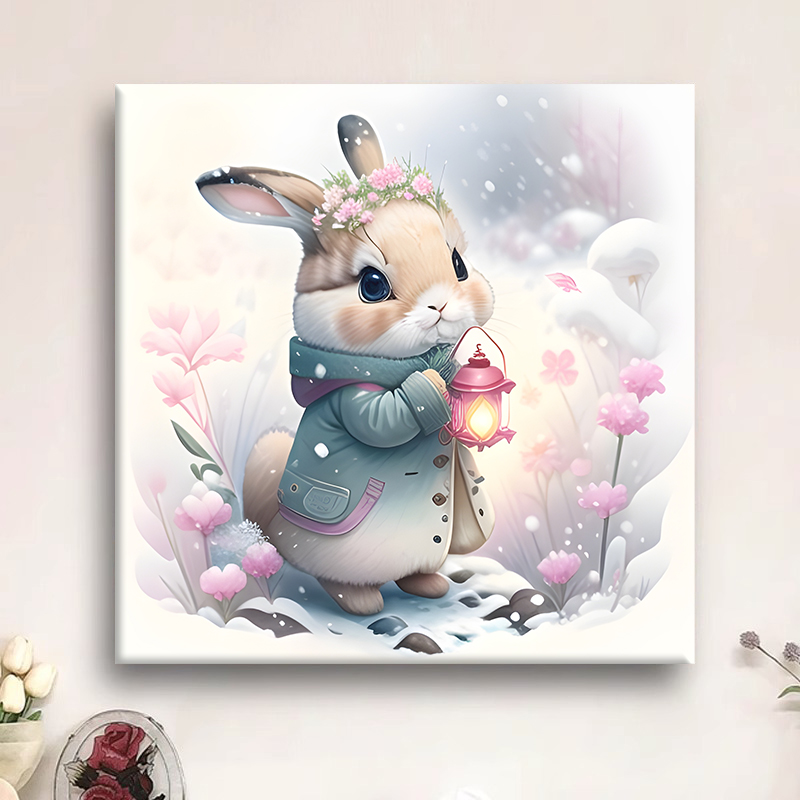数字油画diy兔子解闷手工涂画填色填充画画丙烯油彩画定制装饰画图片