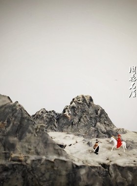 热卖创意树脂小摆件西游记师徒奇石假山盆景枯山水沙盘微景观装饰