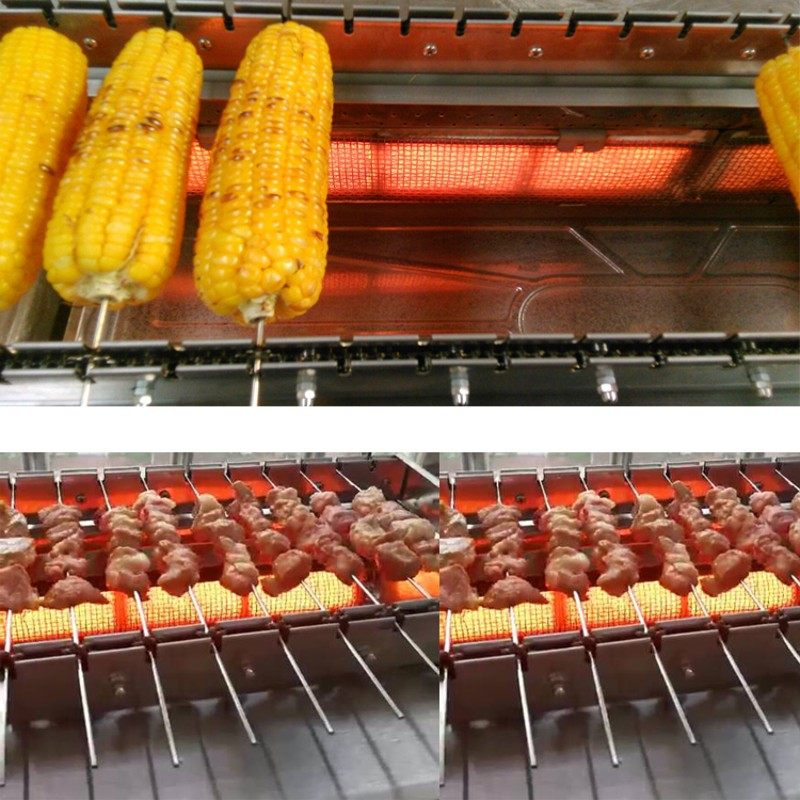 蓝天博科自动翻转烧烤炉商用无烟燃气自动烧烤机自助旋转烤串炉子