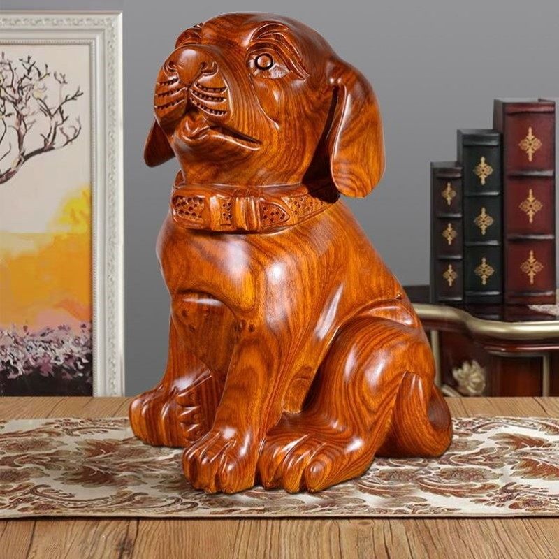 梨木雕狗十二生肖旺财狗桌面小狗黑檀红木质工艺装饰品,家居饰品,木雕,淘宝优惠券,粉丝福利购,淘宝优惠卷