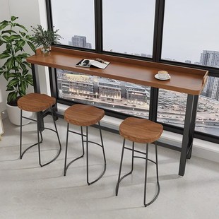 阳台吧台桌长条桌实木靠墙边休闲小吧台脚桌沙发侧边吧台