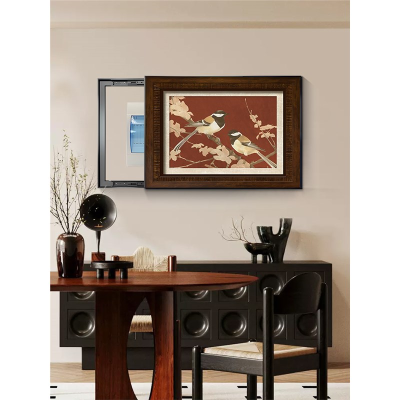 中古风电表箱装饰画2024新款复古推拉配电箱遮挡盒免打孔燕子挂画图片