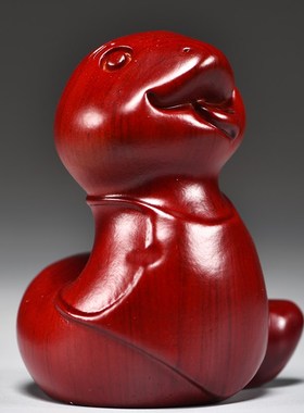 红色木雕十二生肖蛇摆件动物实木雕刻家居客厅办公装饰红木工艺品