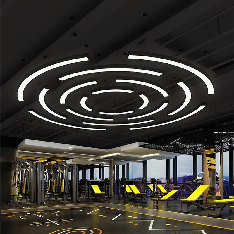 定制圆环圆圈弧形LED吊灯健身房网吧商场超市创意店铺前台造型灯