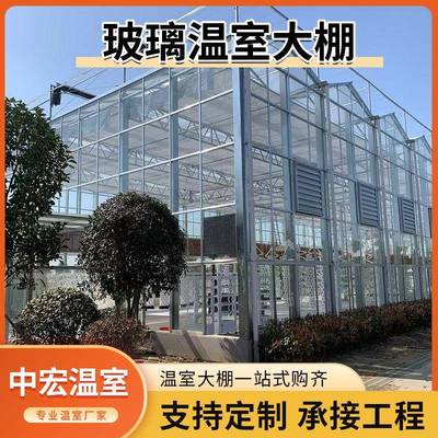 农业玻璃温室大棚棚内光照均匀农业科研用全自动智能大棚