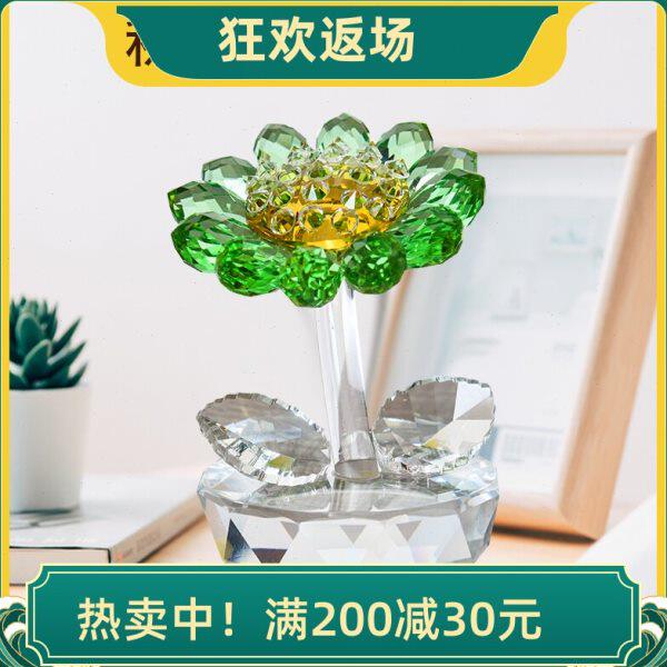 高档水晶向日葵花摆件 客厅家居柜台创意植物小装饰品 生日礼物