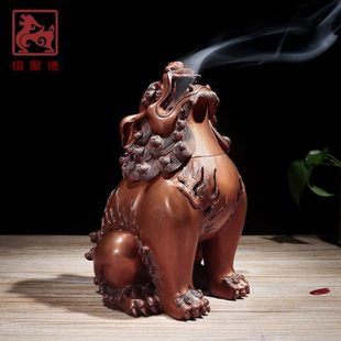 铜聚德纯全铜朝天吼狻猊香薰炉瑞兽狮子薰炉铜炉宣德炉办公室摆件