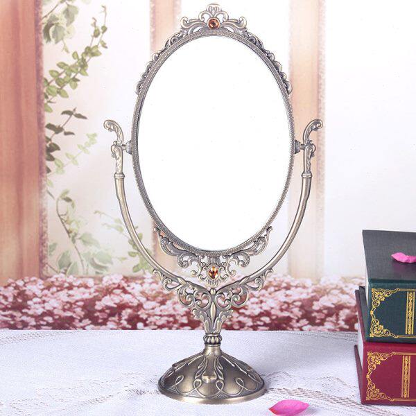 欧式镜子化妆镜台式公主镜创意复古卧室女双面梳妆镜台面镜可旋转