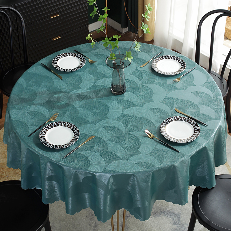 轻奢圆桌桌布防水j防油免洗家用桌垫圆形台布大圆桌餐桌布2021新