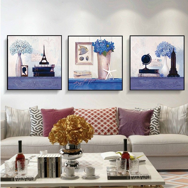 地中海风格客厅沙发背景墙装饰画现代简欧式卧室田园壁画挂画,家居饰品,现代装饰画,淘宝优惠券,粉丝福利购,淘宝优惠卷