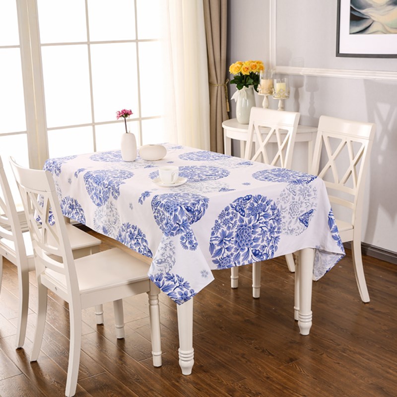 中式高档民族青花桌布复古餐桌布 布艺台布 茶几布盖布 支持订做