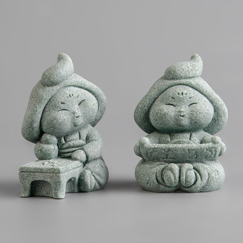 青砂石国潮风中式唐仕女茶几桌面茶玩茶宠园艺鱼缸造景装饰品