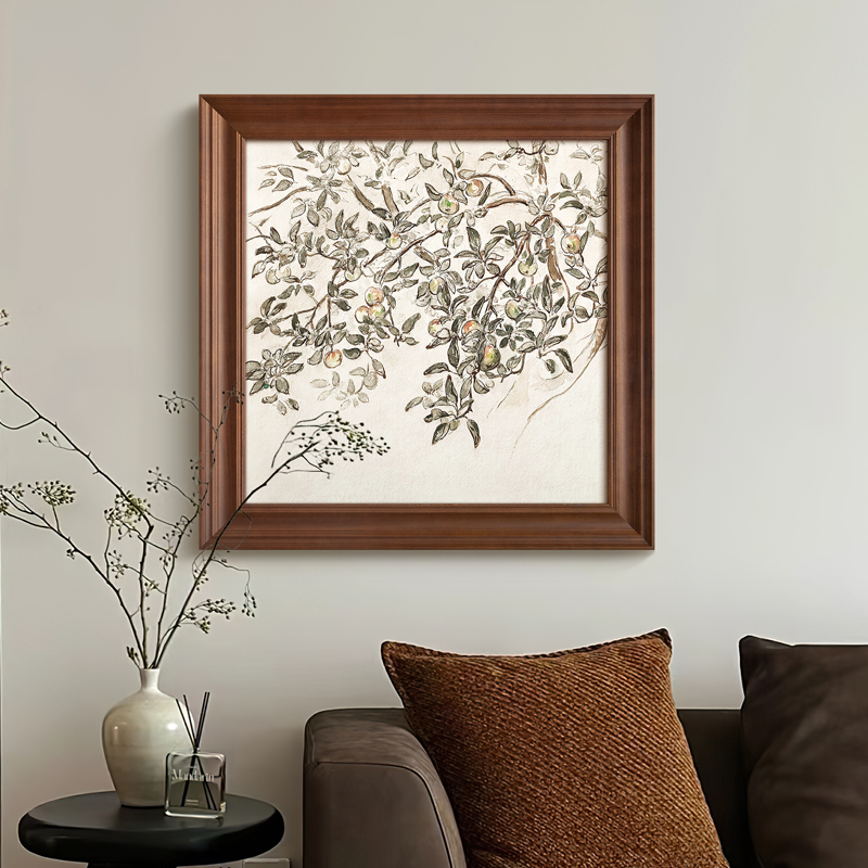 平安果》法式中古风线稿素描装饰画玄关斗柜高级感美拉德卧室挂画