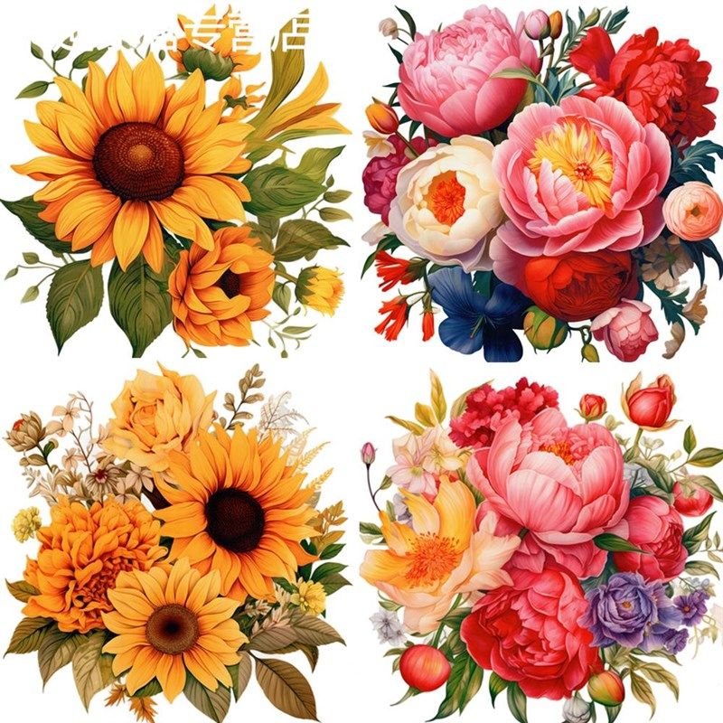 大牡丹贴纸墙壁装饰画视觉d立体贴画墙贴墙面遮丑装饰向日葵贴花