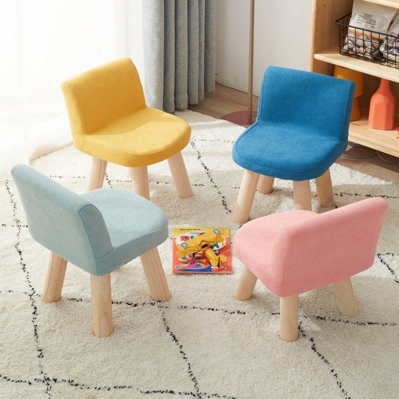 儿童全实木布艺小靠背家用矮凳经济型椅子现代换鞋小板凳,住宅家具,儿童凳,淘宝优惠券,粉丝福利购,淘宝优惠卷