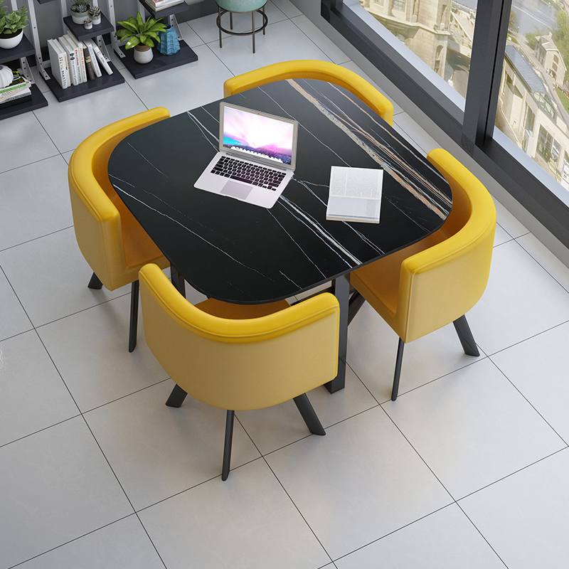 洽谈桌店铺会客桌椅办公休闲小圆桌方餐桌简约接待桌椅组合