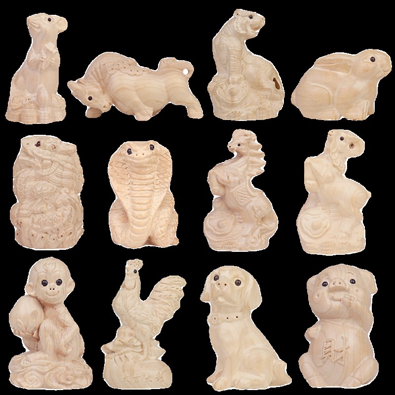 桃木十二生肖属相摆件鼠牛虎兔龙蛇马羊猴鸡狗猪桌面装饰手把件