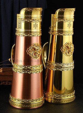 纯黄铜蒙古式暖壶暖水瓶装饰保温瓶保温壶家用工艺品生活用品