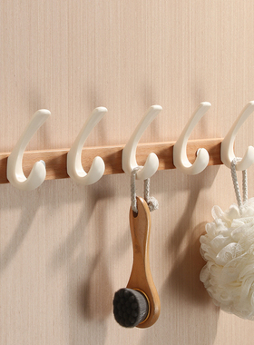 风白色挂衣钩进门玄关衣帽挂钩门后浴室挂衣架粘钩免打孔排钩
