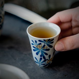 纯手绘桂花陶瓷茶杯家用品茗杯主人杯单个功夫茶具聚香闻香杯中式