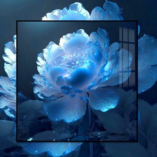 5d钻石画蓝色牡丹花高级感砖石贴画客厅点钻十字绣满钻 2024新款