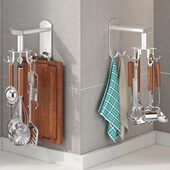 免钉太空铝厨房壁挂式 挂架可旋转墙上多功能毛巾厨具挂钩收纳架子