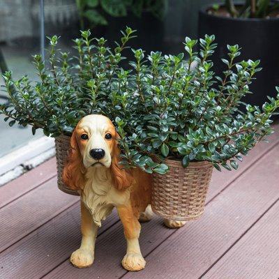 家点靓 创意花盆摆件欧式客厅装饰树脂狗落地式花几花架家居摆设,家居饰品,花盆,淘宝优惠券,粉丝福利购,淘宝优惠卷