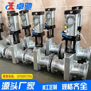 GJ641X-10铸钢气动胶管阀挤压箍断管夹阀 不锈钢防腐常开型气控阀