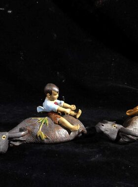 石湾公仔陶瓷牧牛童子牵牛童趣摆件儿童礼品家居客厅装饰书房摆设