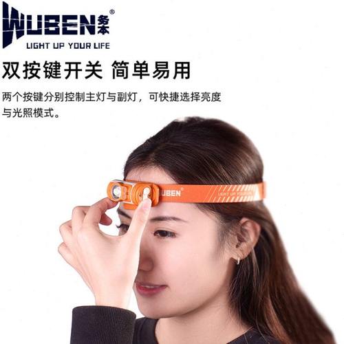 wuben务本迷你小型使用2节AAA电池的轻巧头灯操作方便可爱实用H3